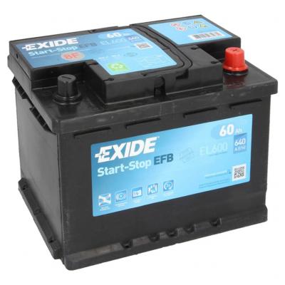 Exide Start-Stop EFB EL600 akkumulátor, 12V 60Ah 640A J+ EU, magas